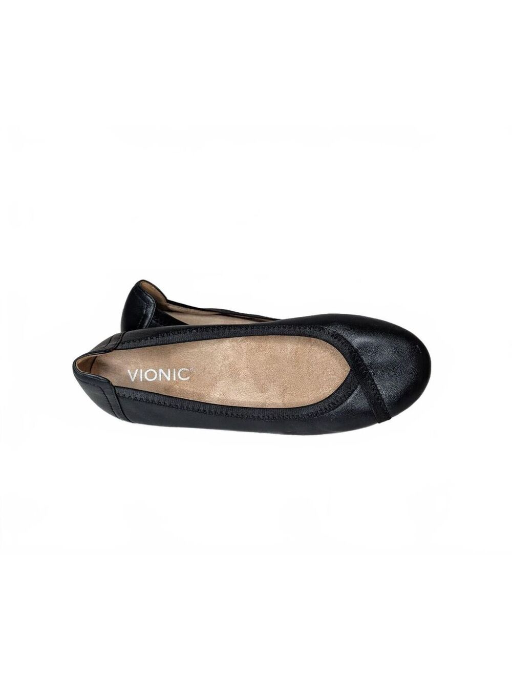 Vionic Caroll Ballet Flat Black Leather Women's Size 6.5